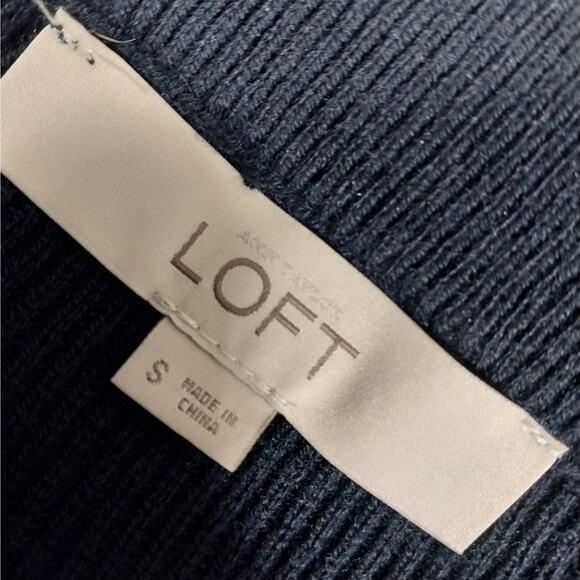 ANN TAYLOR LOFT! RICH BLACK, GRAY & WHITE STRIPED TUNIC STYLE SWEATER! SZ S - Picture 6 of 8